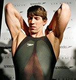 Michael Phelps in a Speedo LZR swimsuit.