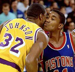 Magic and Isiah famously kissed before games.